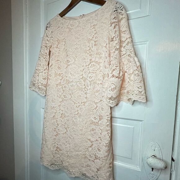 Vince Camuto Lace Sleeve Dress w/ Concealed Back Zipper - Picture 3 of 11